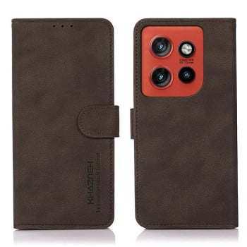 Чехол-книжка KHAZNEH матовая фактура на Motorola Edge 60 Neo 5G — коричневый