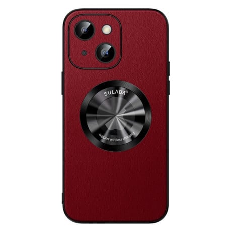 Шкіряний чохол SULADA Microfiber Leather MagSafe Magnetic на iPhone 15 - червоний