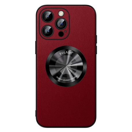 Шкіряний чохол SULADA Microfiber Leather MagSafe Magnetic на iPhone 15 Pro Max - червоний