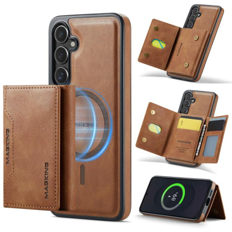 Чохол MAGKING K2 Series з MagSafe RFID+кишенька на карт на Samsung Galaxy S25 FE 5G - коричневий