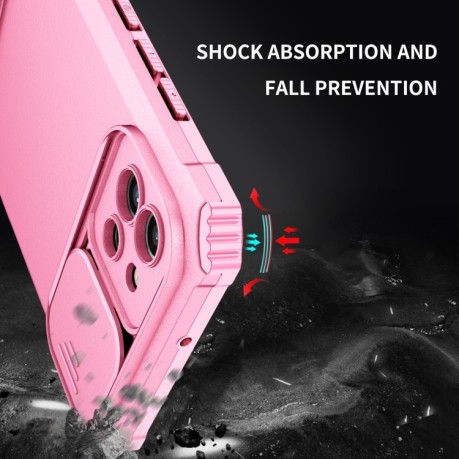 Противоударный чехол Stereoscopic Holder Sliding для Samsung Galaxy A03 - розовый