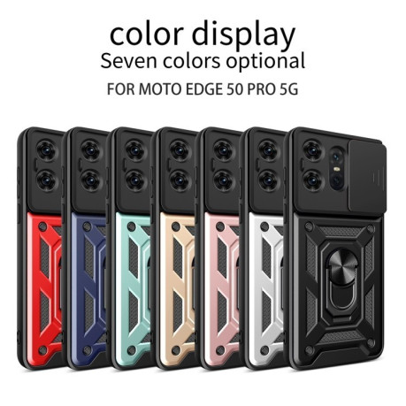 Противоударный чехол Camera Sliding для Motorola Edge 50 Pro Global - зеленый