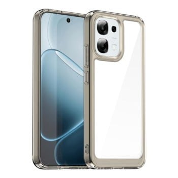 Противоударный чехол Colorful Acrylic Series с цветной силиконовой боковиной на OPPO A6 Pro 5G Global — прозрачный/серый