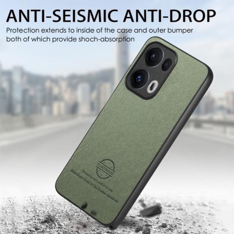 Чохол Twill Fabric Leather Skin Back для OPPO Reno13 Global - зелений