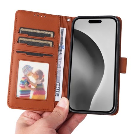 Чехол-книжка BETOPNICE BN-005 2 in 1 Detachable Imitate Genuine Leather для iPhone 16 Pro Max - коричневый