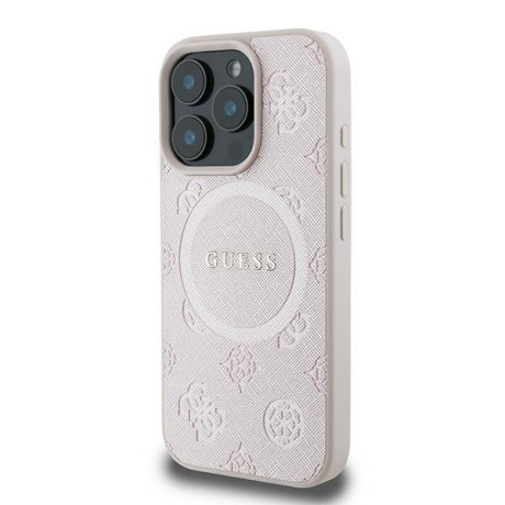 Оригинальный чехол Guess Saffiano MagSafe на iPhone 16 Pro - Pink