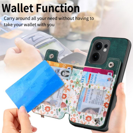Протиударний чохол Retro Painted Zipper Wallet для OPPO Reno13 F 5G - зелений