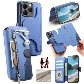 Чохол-книжка Twill Fabric з MagSafe RFID+кишеня на Realme 15T 5G — темно-синій