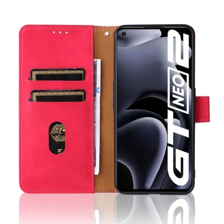 Чохол-книжка Solid Color Skin Feel на Realme GT NEO 3T/GT 2/ GT Neo 2 - пурпурно-червоний