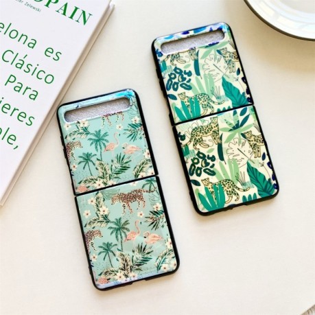 Противоударный чехол Jungle Flowers Pattern для Samsung Galaxy Z Flip - Flamingo Leopard