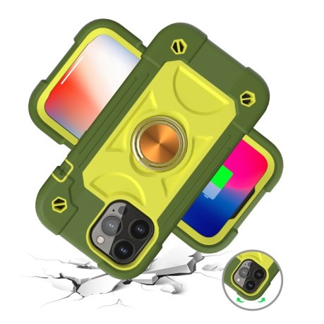 Противоударный чехол Silicone with Dual-Ring Holder для iPhone 14/13 - Avocado