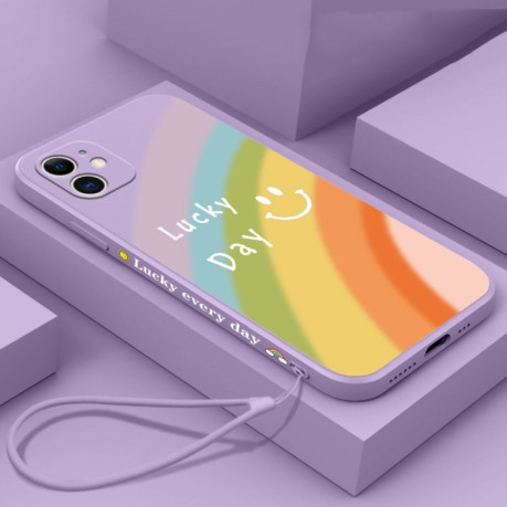 Противоударный чехол Straight Rainbow with Hand Strap для iPhone 11 - фиолетовый