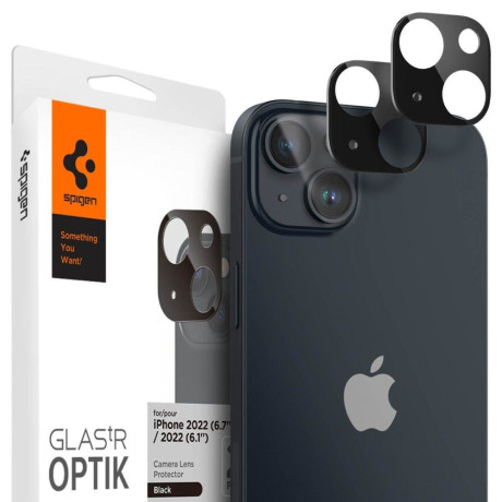 Комплект защитных стекол 2шт на камеру Spigen Optik.Tr Camera Lens для iPhone 14/14 Plus - black