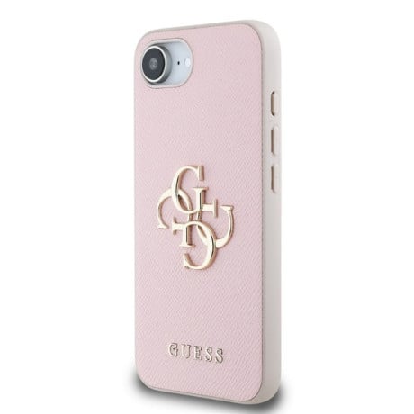 Оригінальний чохол Guess Grained 4G Metal Logo для iPhone 16e - Pink