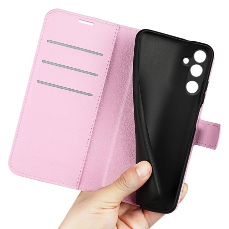 Чехол-книжка Litchi Texture Horizontal Flip Leather на Samsung Galaxy M16 / F16 - розовый