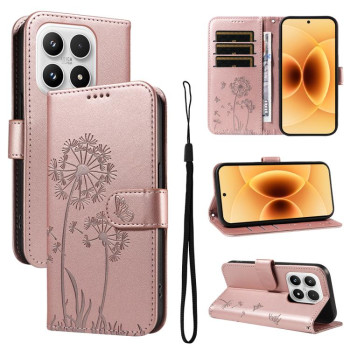 Чехол-книжка Dandelion Embossed Pattern Flip Leather на Xiaomi 17 — розовое золото