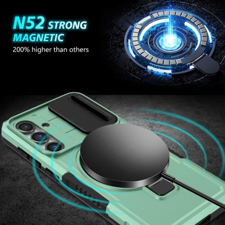 Противоударный чехол Sliding Camshield Magsafe Holder для Samsung Galaxy S23 FE 5G - голубой