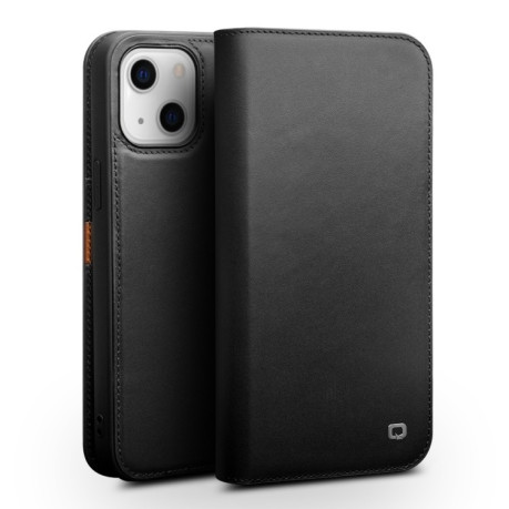 Кожаный чехол QIALINO Wallet Case для iPhone 14/13 - черный