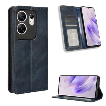 Чохол-книжка Magnetic Buckle Retro Crazy Horse Texture на Infinix Zero 30 4G - синій
