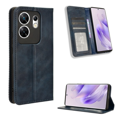 Чехол-книжка Magnetic Buckle Retro Crazy Horse Texture на Infinix Zero 30 4G - синий