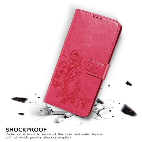 Чехол-книжка Four-leaf Clasp Embossed Buckle на Samsung Galaxy S21 - красный