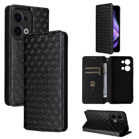Чохол-книжка Cubic Grid Texture Flip Leather для OPPO Reno13 5G - чорний