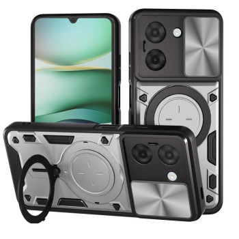 Чохол із шторкою камери CD фактурою та підставкою на Xiaomi Redmi A5 4G Global - сріблястий