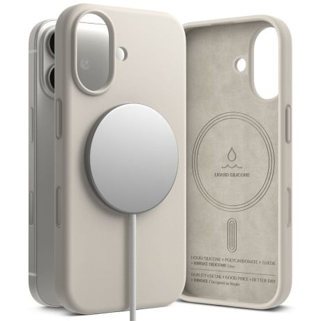 Оригінальний силіконовий чохол Ringke Silicone Magnetic з MagSafe на iPhone 17 - Beige