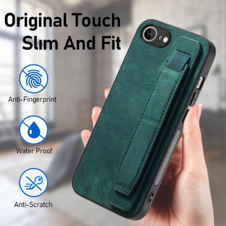 Протиударний чохол Wristband Leather Back для iPhone 16e - зелений