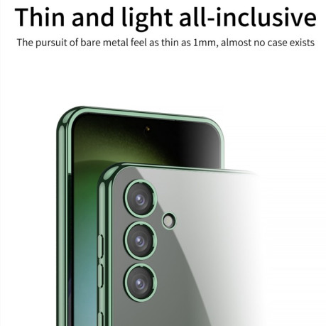 Противоударный чехол GKK Plating Transparent TPU для Samsung Galaxy S24+ - зеленый