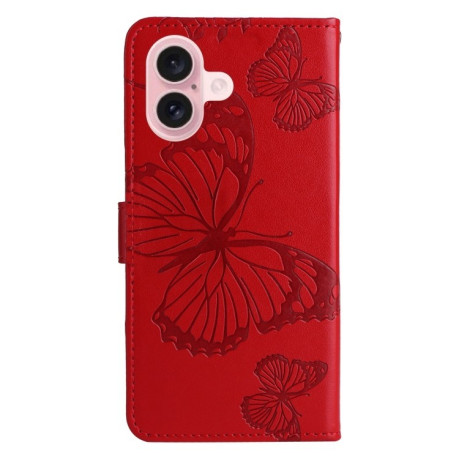 Чохол-книжка Embossed Butterfly для iPhone 16 – червоний