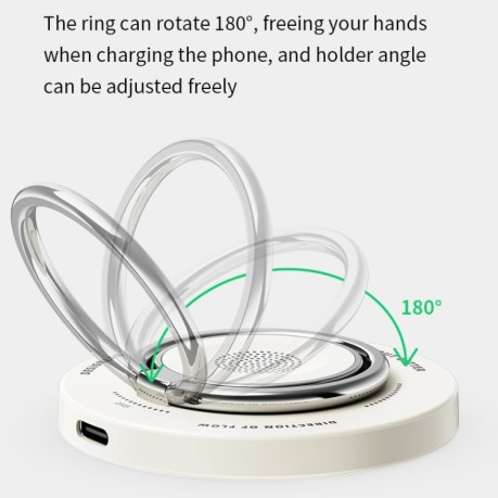 Беспроводная зарядка ROCK W51 15W Magnetic Ring Holder 3 in 1 Wireless Charger - белый