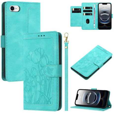 Чохол-книжка Tulips Embossed Leather для iPhone 16e - зелений