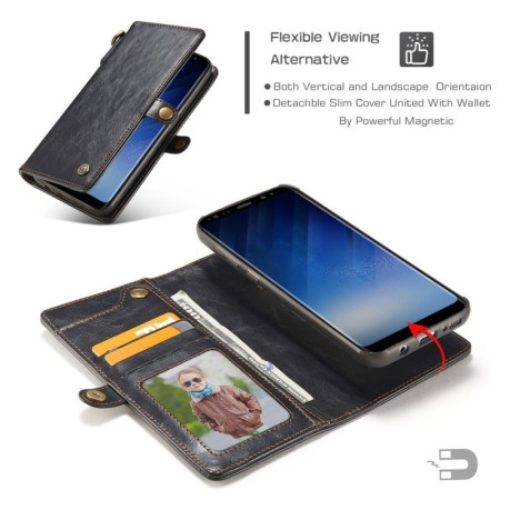Кожаный чехол-книжка CaseMe Qin Series Wrist Strap Wallet Style со встроенным магнитом на Samsung Galaxy S8 /G950-черный