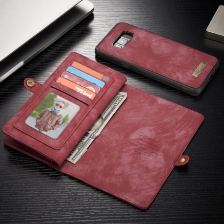 Кожаный чехол- кошелек CaseMe на Samsung Galaxy S8 + / G955 Crazy Horse Texcture Detachable- красный