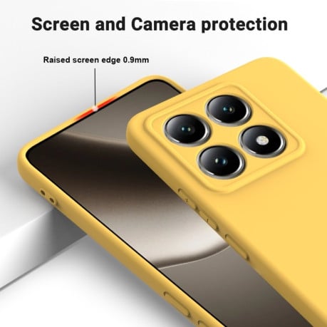 Силиконовый чехол Solid Color Liquid Silicone на Xiaomi 14T Pro - желтый