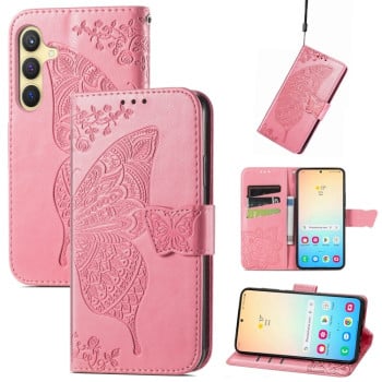 Чохол-книжка Butterfly Love Flower Embossed на Samsung Galaxy S24+ - рожевий