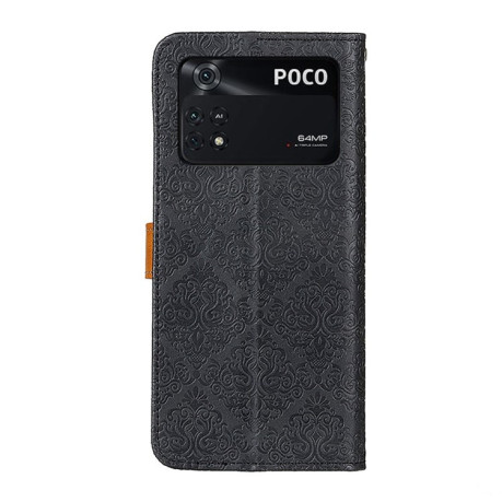 Чехол-книжка European Floral для Xiaomi Poco M4 Pro 4G - черный