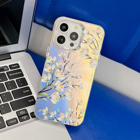 Чохол Electroplating Laser Flower Texture для iPhone 16 Pro - Pear Blossom