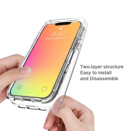 Противоударный чехол Two-color Gradual Change для iPhone 13 mini - синий