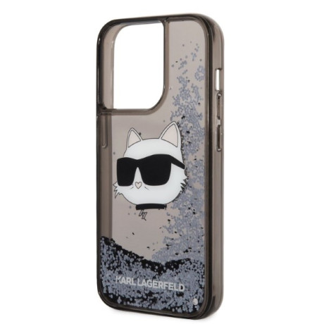 Оригинальный чехол Karl Lagerfeld Glitter Choupette Head для iPhone 14 Pro Max - black