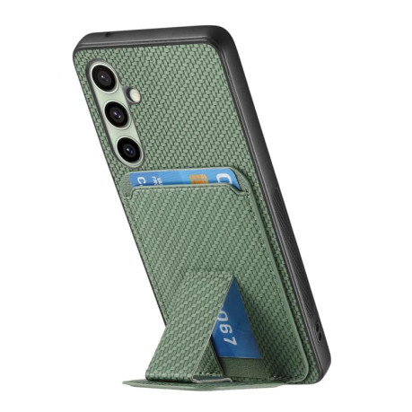 Противоударный чехол Carbon Fiber Card Bag для Samsung Galaxy A36 - зеленый
