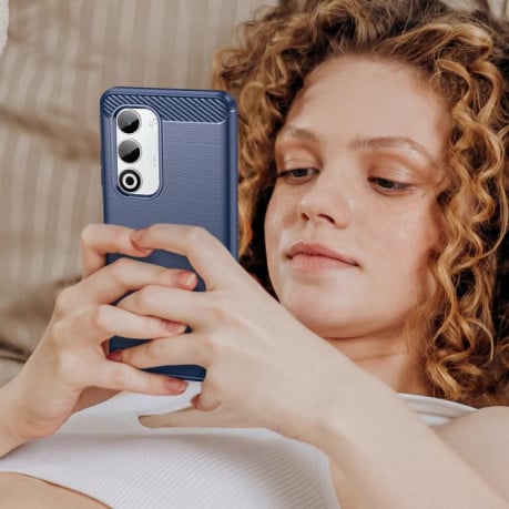 Чехол Brushed Texture Carbon Fiber на OPPO A5 4G Global - синий