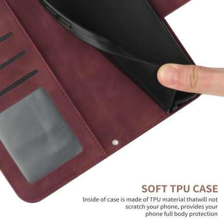 Чохол-книжка Skin Feel Sun Flower для Motorola Moto G15 - винно-червоний