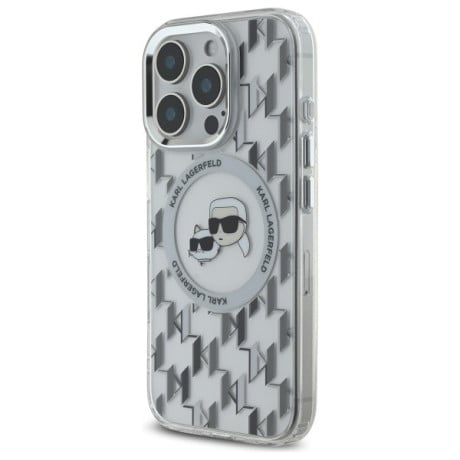 Оригинальный чехол Karl Lagerfeld IML Monogram Karl &amp; Choupette Head MagSafe для iPhone 16 Pro Max - Clear