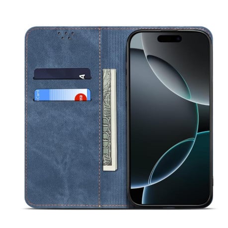 Чохол-книжка з джинсовою тканиною casual на Samsung Galaxy A07 4G - синій