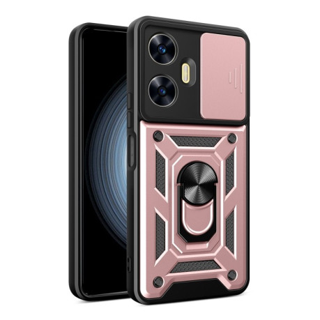 Противоударный чехол Camera Sliding для Realme C55 4G - розовое золото