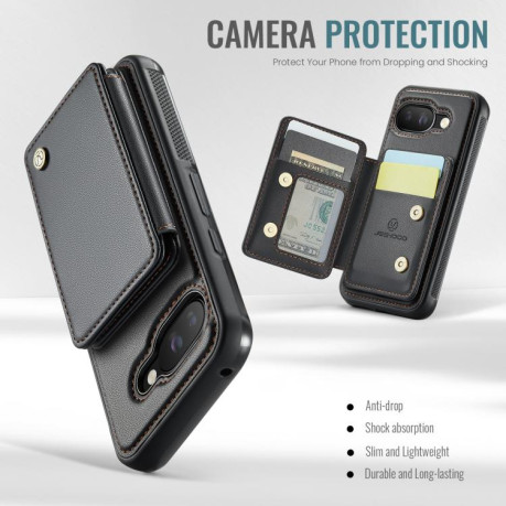 Чехол JEEHOOD J05 Business Magnetic Style RFID Leather для Google Pixel 9a - черный