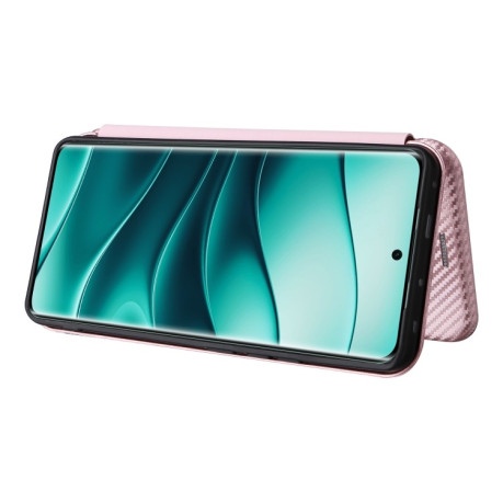 Чехол-книжка Carbon Fiber Texture на Xiaomi Redmi Note 14 Pro 4G Global - розовый