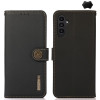 Кожаный чехол-книжка KHAZNEH Custer Genuine для Samsung Galaxy S24 - черный